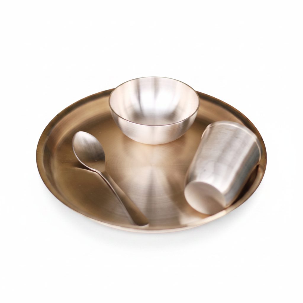 Bronze (Kansa) Baby Plate Dinner Set – 4 Pcs