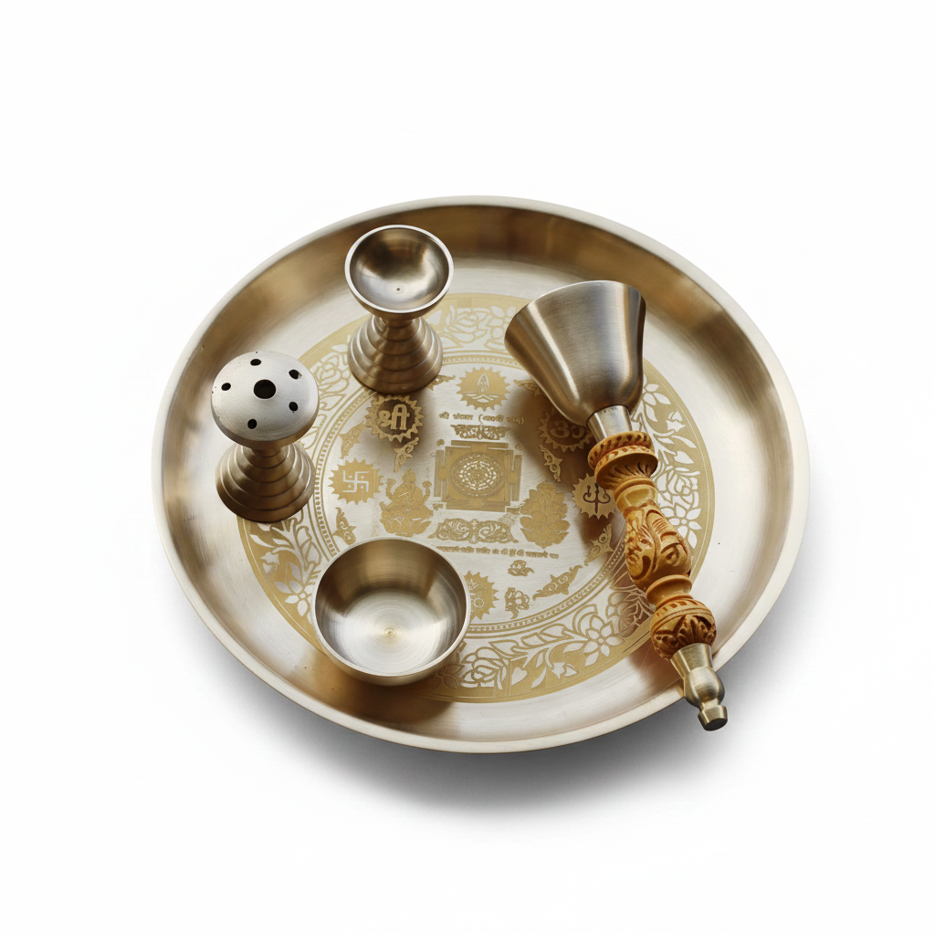 Bronze (Kansa) Pooja Set – Kirtan | 5-Piece Handcrafted Pooja Thali Set