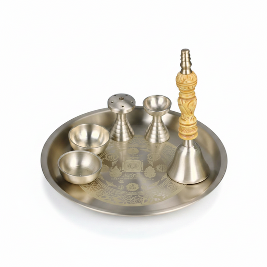 Bronze (Kansa) Pooja Set – Anandi | 6-Piece Handcrafted Pooja Thali Set