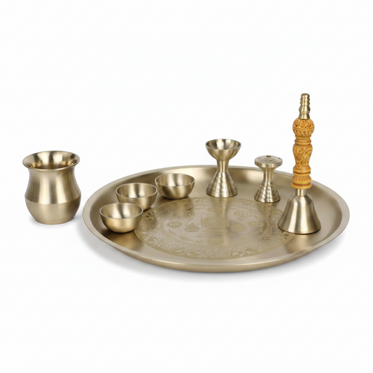 Bronze (Kansa) Pooja Set – Prarthana | 8-Piece Handcrafted Pooja Thali Set