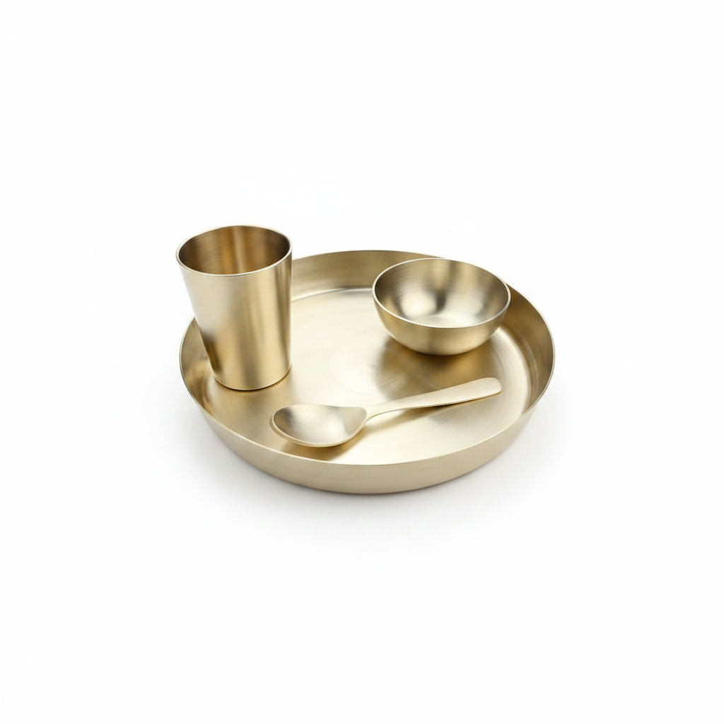 Bronze (Kansa) Baby Thali Dinner Set – 4 Pcs