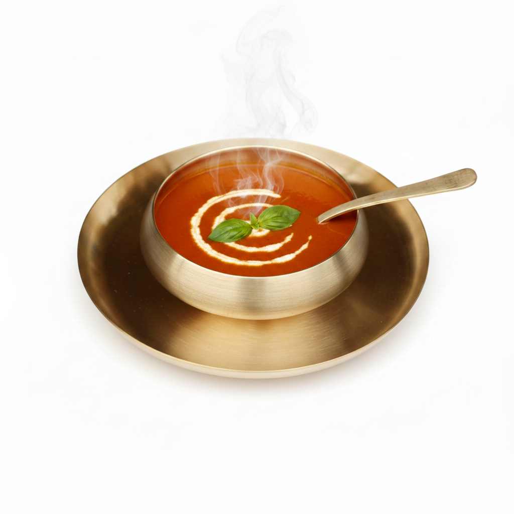 Bronze (Kansa) Soup Bowl, Soup Spoon & Platter Set – 3 Pcs