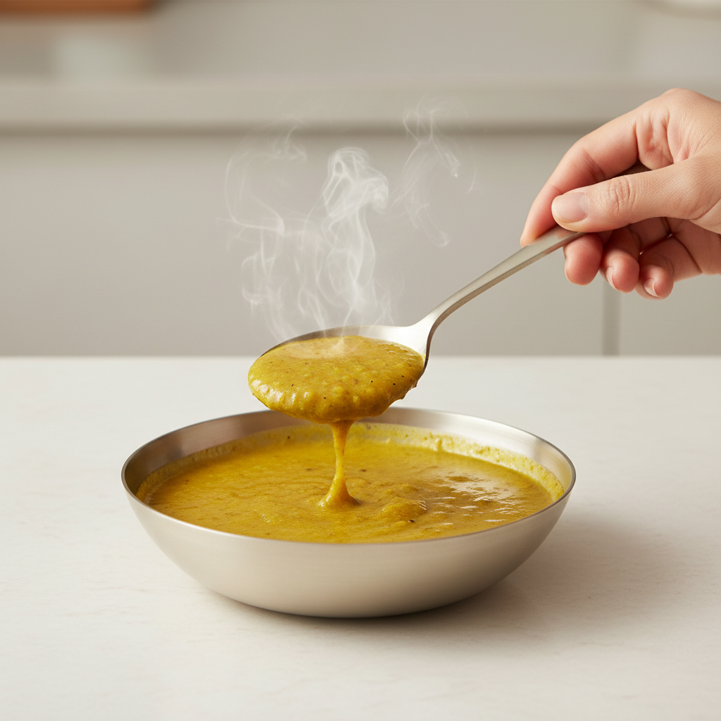 Bronze Kansa Bowl – Dal Serving with Hand