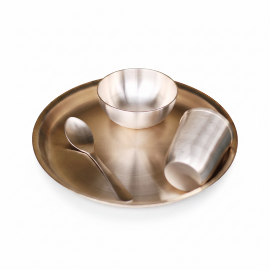 Bronze (Kansa) Baby Plate Dinner Set – 4 Pcs
