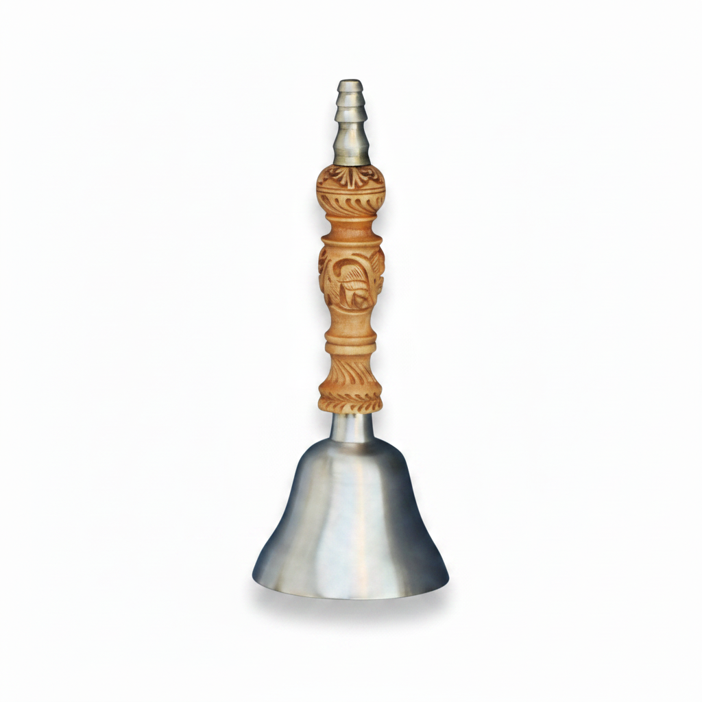 Janak Bronze (Kansa) Bell | Hand-Carved Wooden Handle | Simple, Garuda & Nandi Design | S, M, L