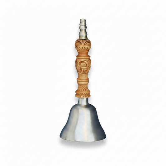 Janak Bronze (Kansa) Bell | Hand-Carved Wooden Handle | Simple, Garuda & Nandi Design | S, M, L