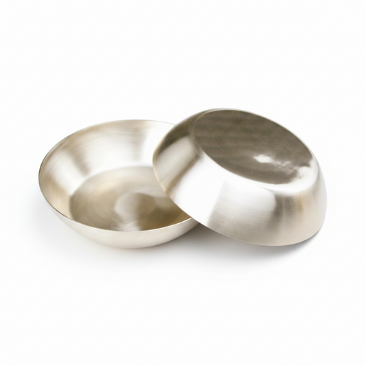 Bronze Kansa Flat Bottom Serving Bowl with Serving Spoon | Glossy & Matte Finish – Janak Bronze