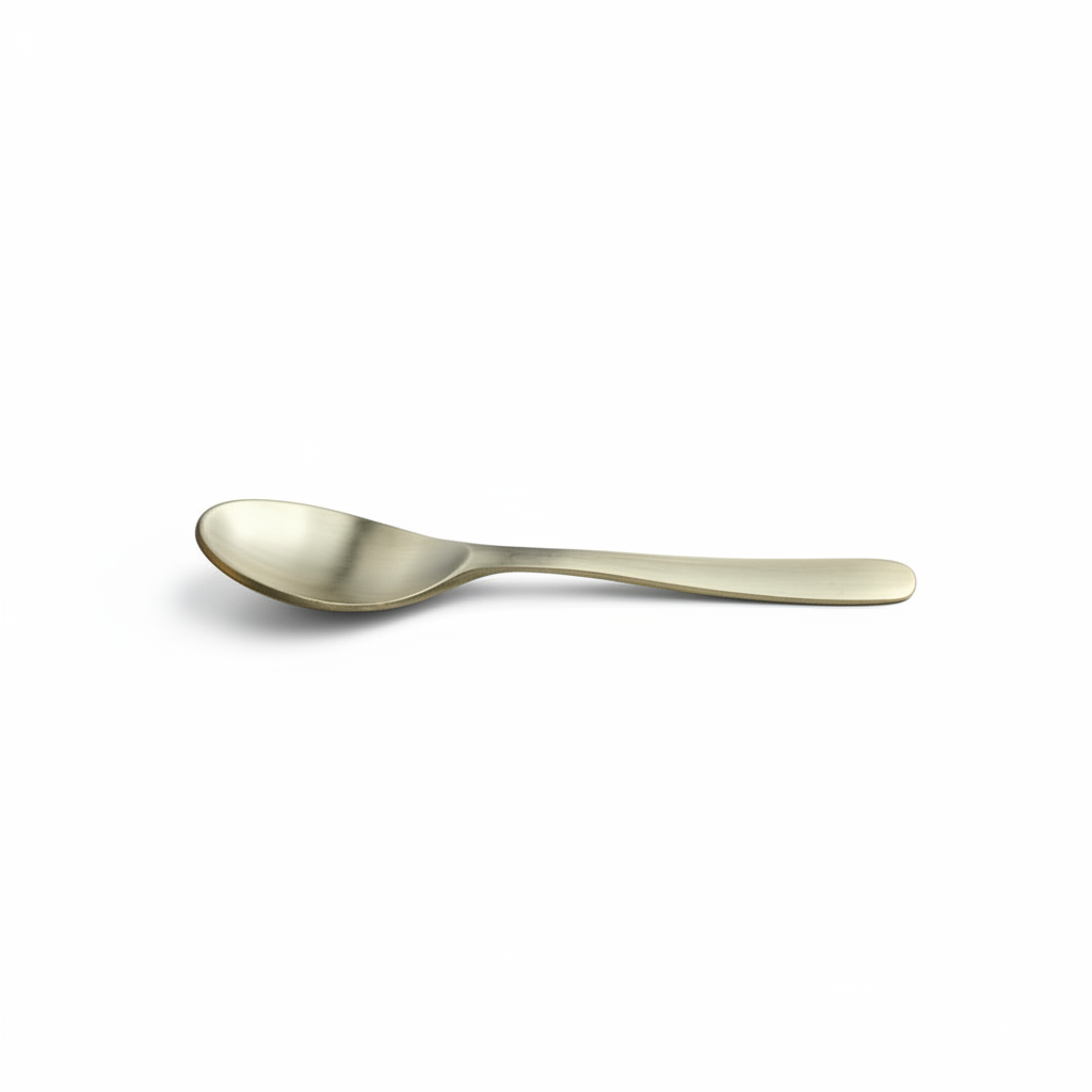Premium handcrafted Kansa bronze mini spoon on white background