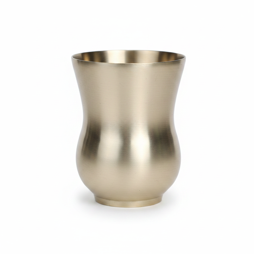 Premium handcrafted Kansa bronze Curvy Glass on white background