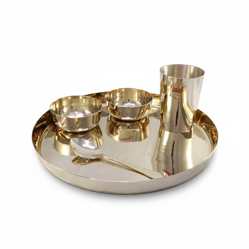 Bronze (Kansa) Meera Dinner Set – 5 Piece Handcrafted Thali Set