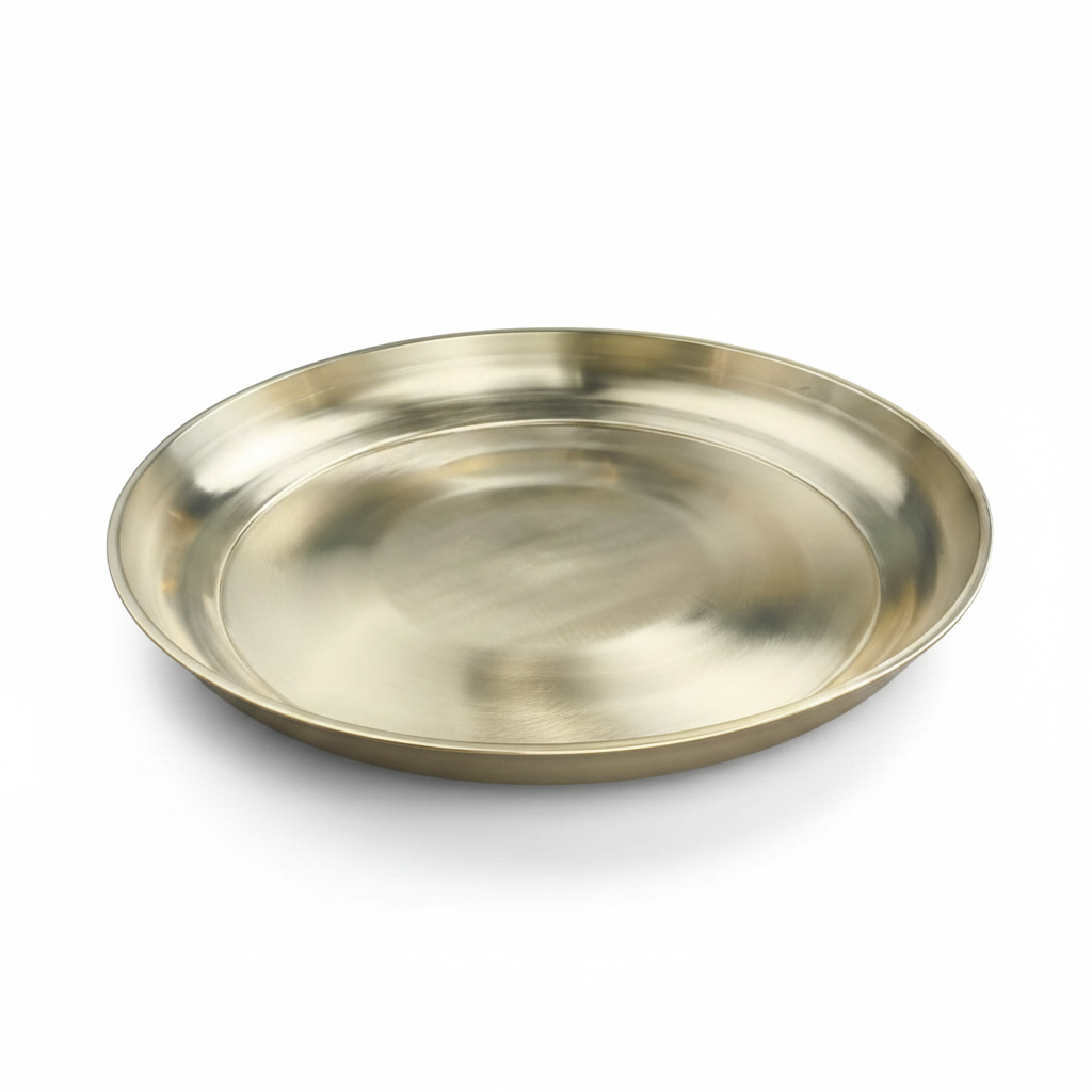 Bronze (Kansa) Curvy Thali – 12.2 Inch Handcrafted Dining Plate