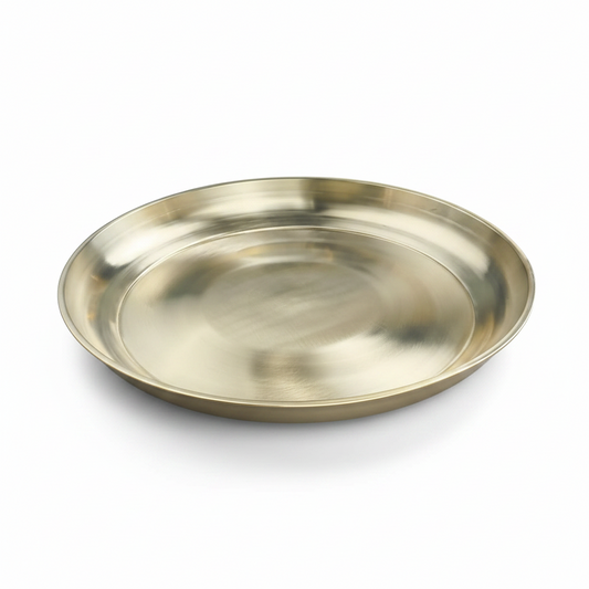 Bronze (Kansa) Curvy Thali – 12.2 Inch Handcrafted Dining Plate