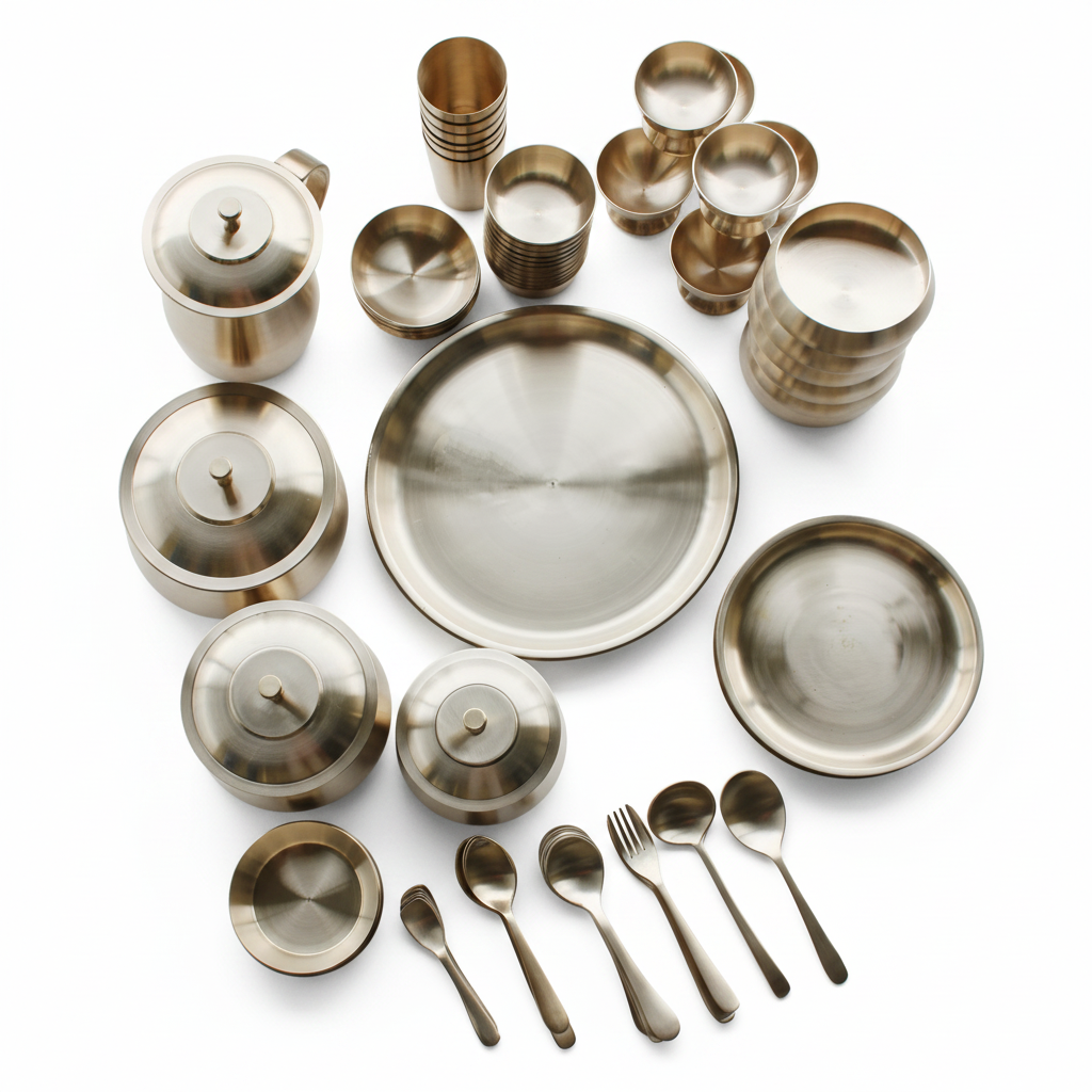 Janak Bronze Kansa 84-Piece Dinner Set | Indian & Western Style | Complete Ayurvedic Dining Collection