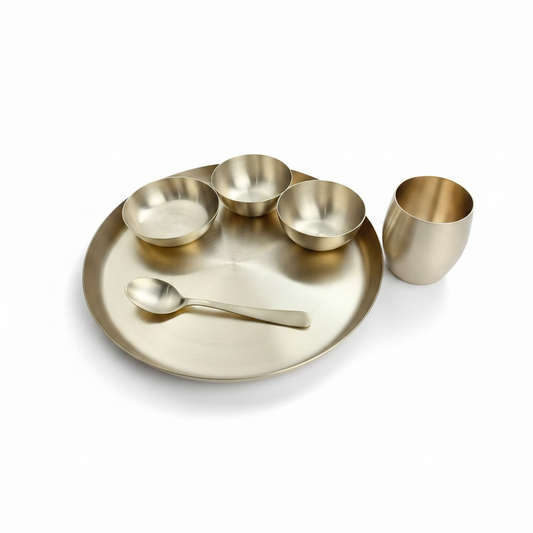 Bronze (Kansa) Apple Thali Dinner Set – 6 Piece Handcrafted Dinnerware