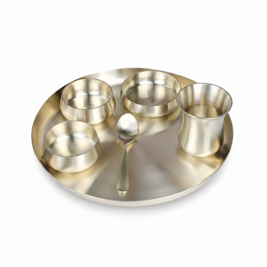 Bronze (Kansa) Tangy Dinner Set – 6 Piece Thali Set