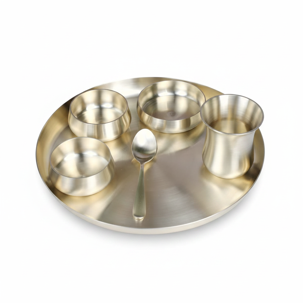 Bronze (Kansa) Tangy Dinner Set – 6 Piece Thali Set