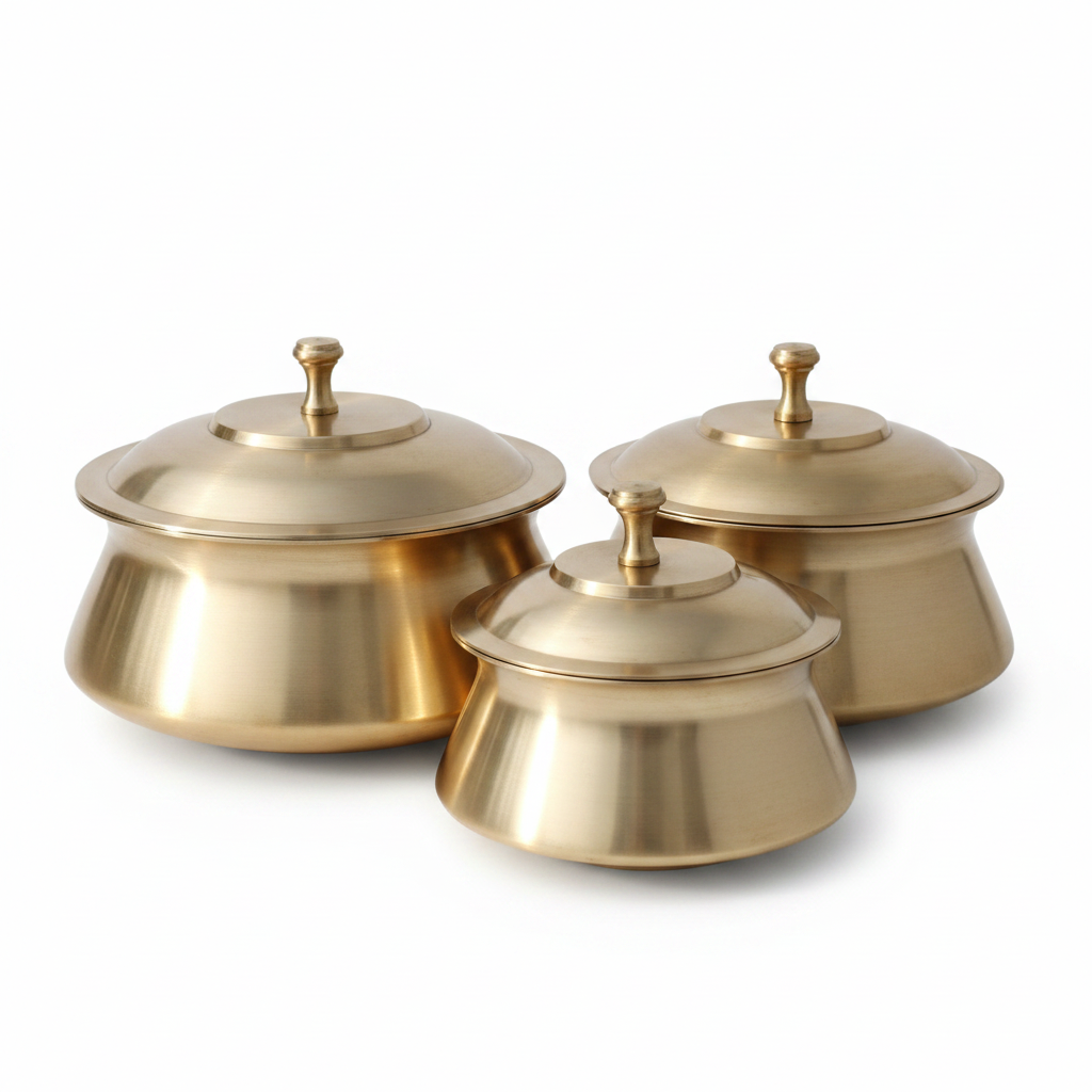 Kansa Serving Handi | Pure Bronze Indian Serving Pot with Lid