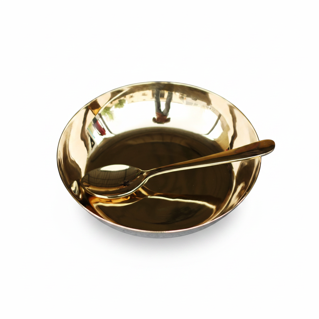 Kansa Bronze Sweet Dish - Clean White Background No Reflection