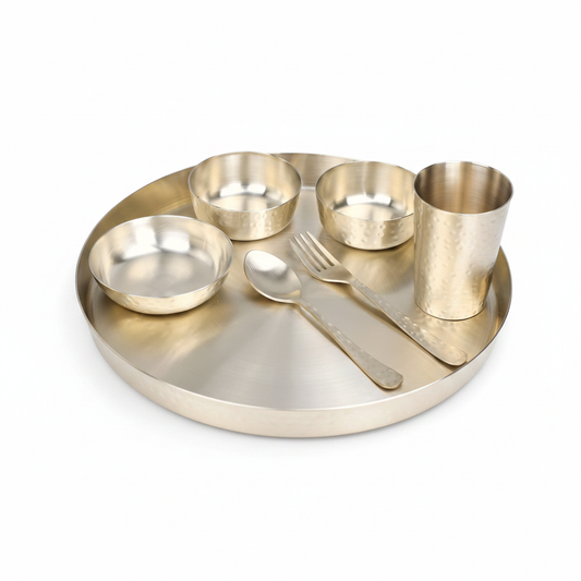 Kansa Dinner Thali Set — Premium White Studio