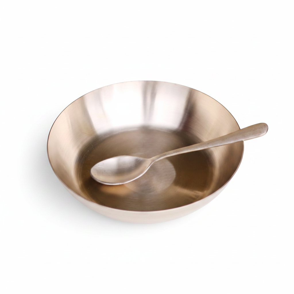 Kansa One Meal Bowl with Spoon | Pure Bronze Dining Set