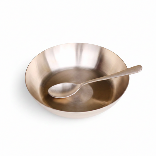 Kansa One Meal Bowl with Spoon | Pure Bronze Dining Set