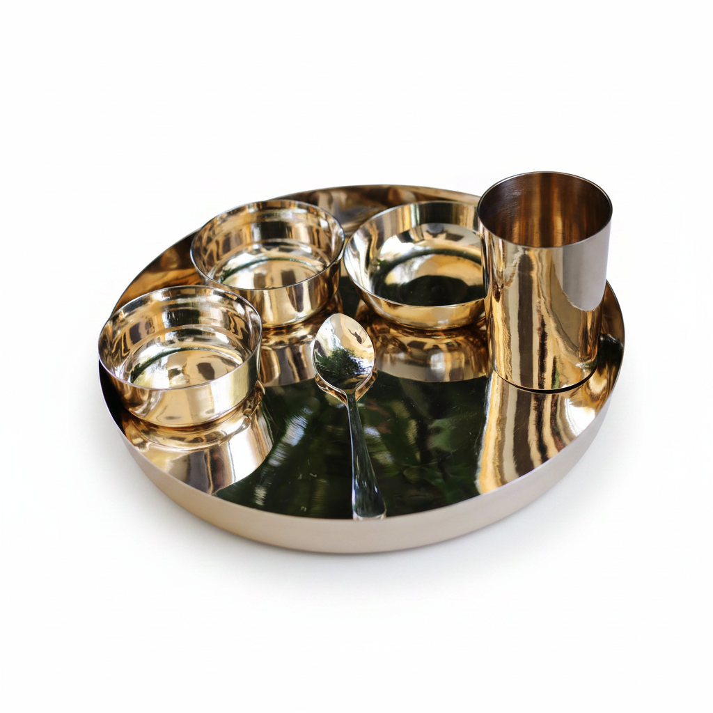 Bronze (Kansa) Kaveri Dinner Set | Handcrafted Thali Set | 6 Pieces