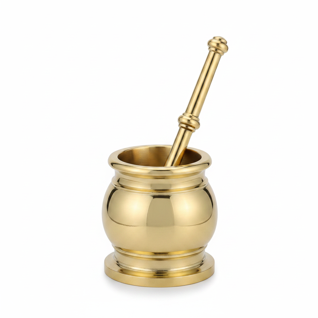 Handcrafted Pure Brass Mortar & Pestle – Traditional Indian Spice Grinder (S to 5XL)